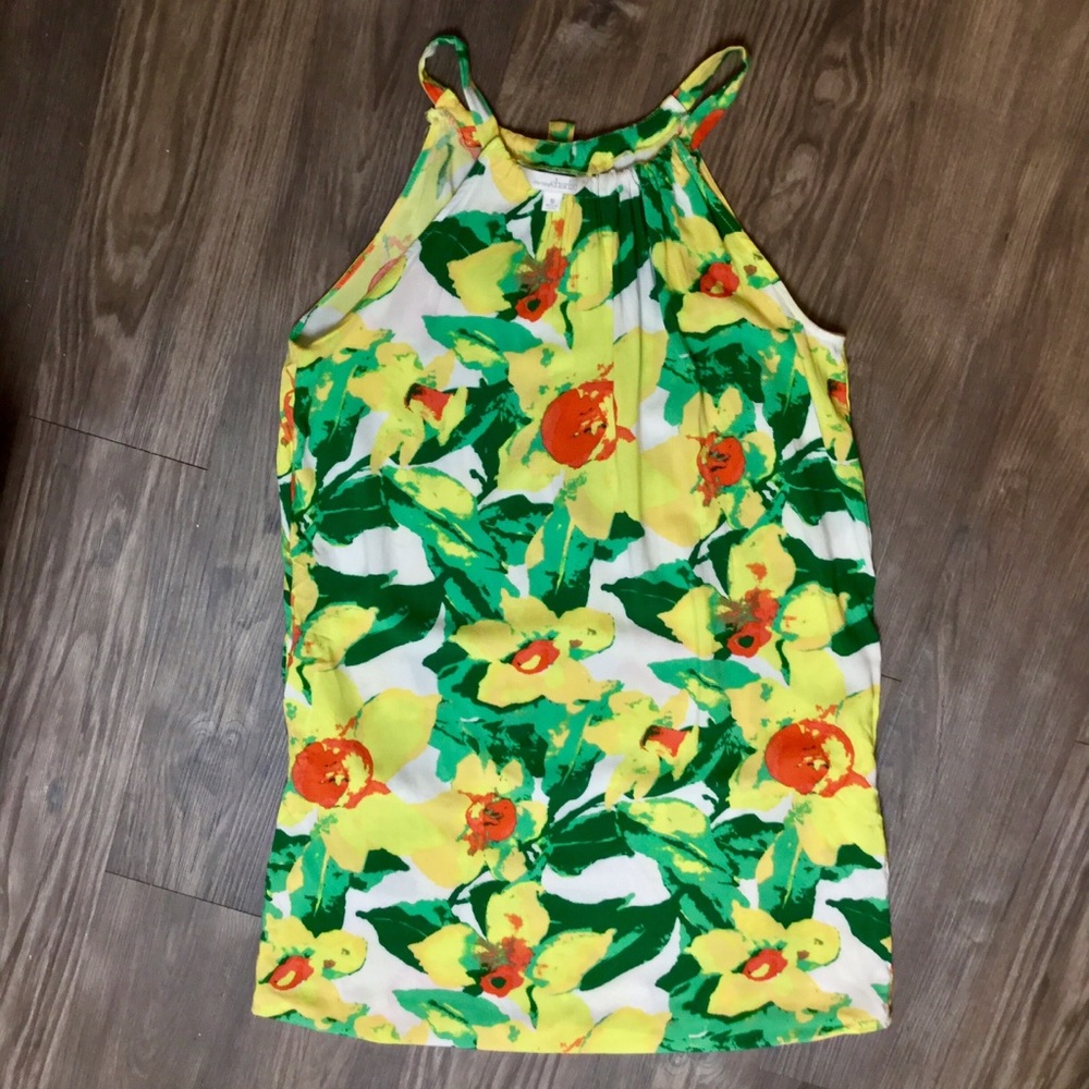 Floral Halter Shift Dress with Pockets - Small